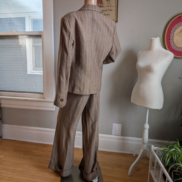 Vintage Y2K View Collection Pantsuit Knit Blazer Herringbone Office Plus Size 14 - Picture 16 of 16